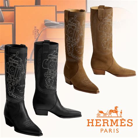 hermes cowboy boots|hermes shearling boots.